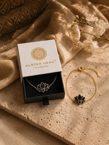 Alster Herz - Pulsera 'Bali Midnight Lotus' en oro