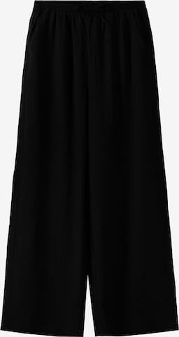 Bershka Wide leg Byxa i svart: framsida