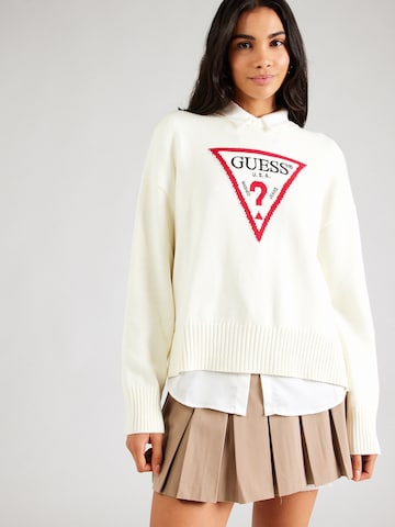 Pull-over GUESS JEANS en blanc : devant