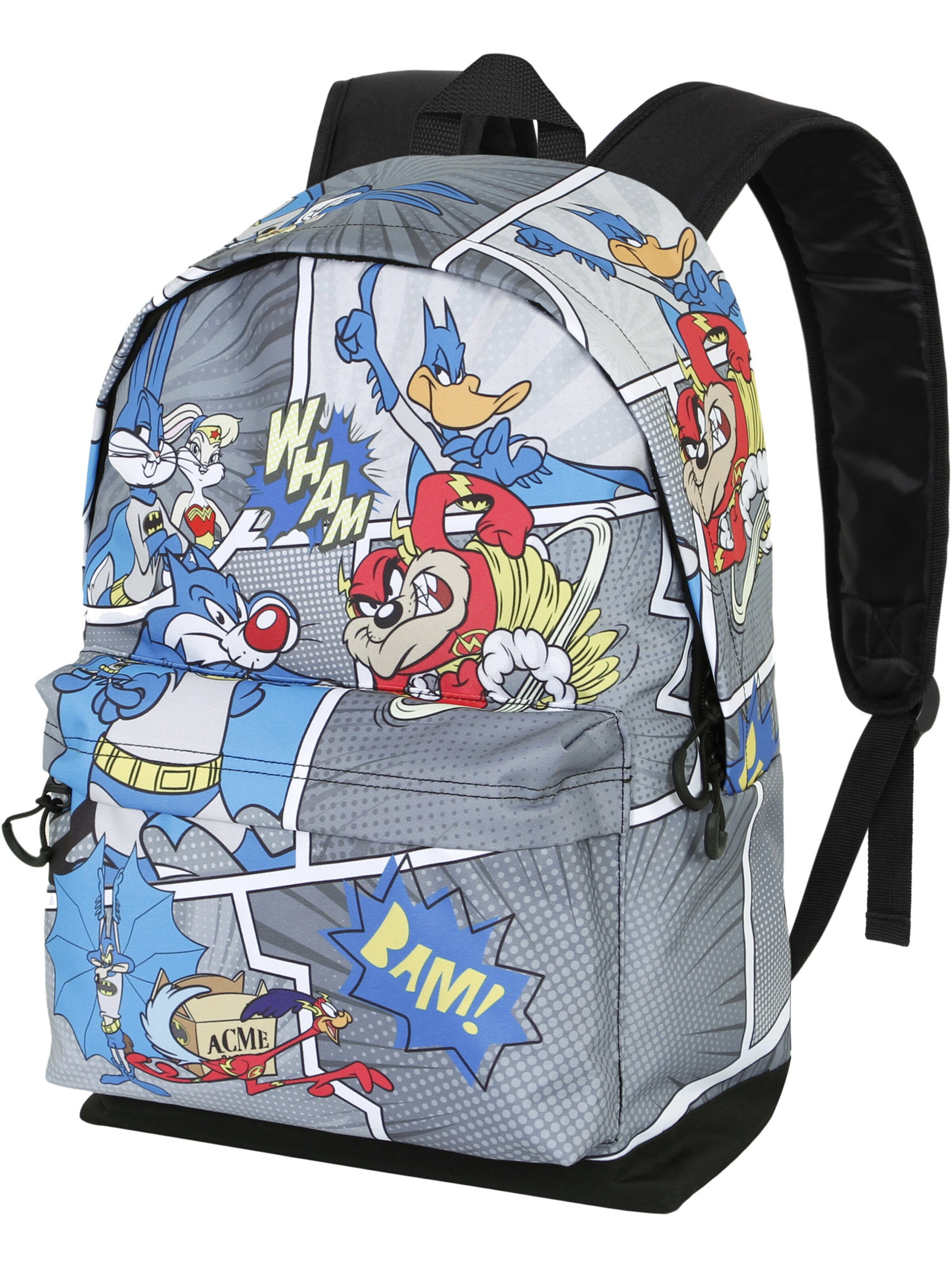 Warner Bros. Backpack 'Looney Tunes Batman Comic' in Grey