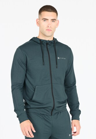Virtus Athletic Zip-Up Hoodie 'Brent' in Green: front