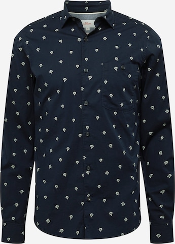 s.Oliver Slim fit Button Up Shirt in Blue: front