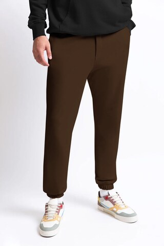 UNIQVIBE Tapered Trousers in Brown: front