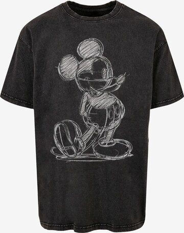 ABSOLUTE CULT Shirt 'Mickey Mouse - Sketch Kick' in Zwart: voorkant
