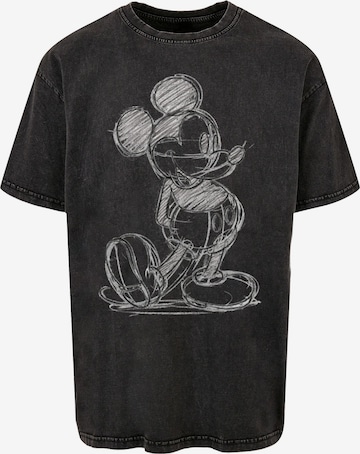 ABSOLUTE CULT Shirt 'Mickey Mouse - Sketch Kick' in Black: front