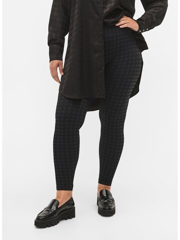 Zizzi Skinny Leggings 'Xsemi' in Zwart: voorkant