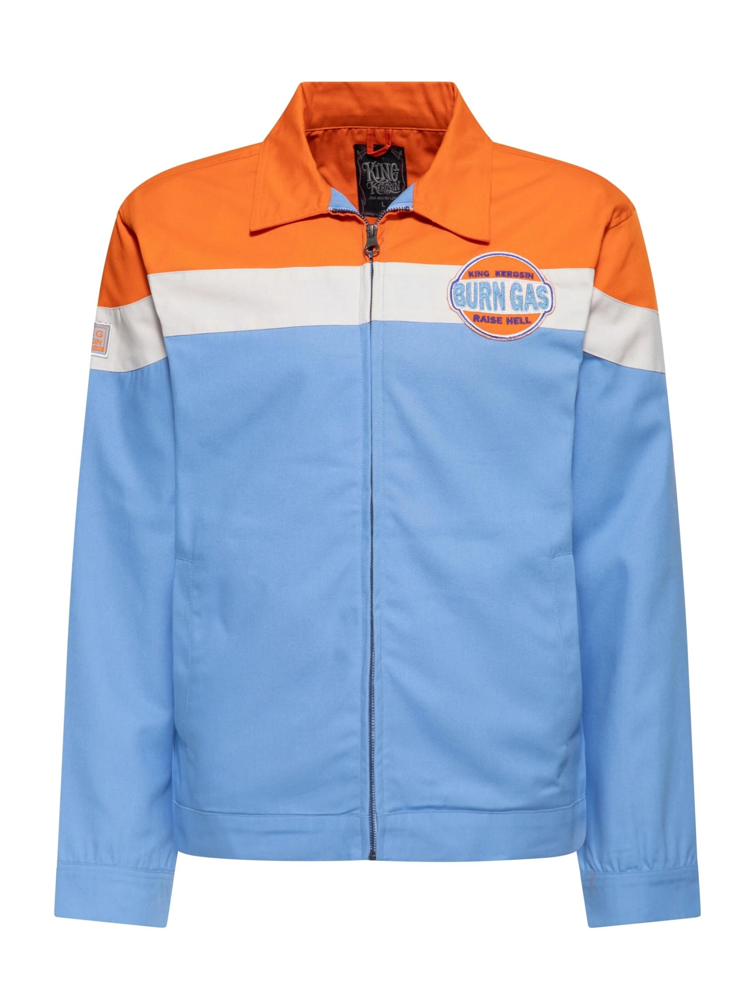 King Kerosin Between-Season Jacket 'Burn Gas' in Blue: front