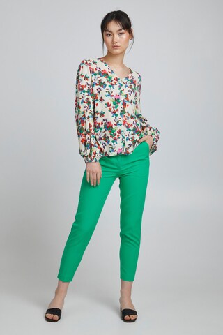 ICHI Slim fit Pleated Pants in Green