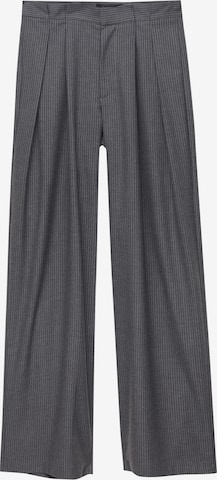 Pull&Bear Wide leg Trousers with creases in Grey: front