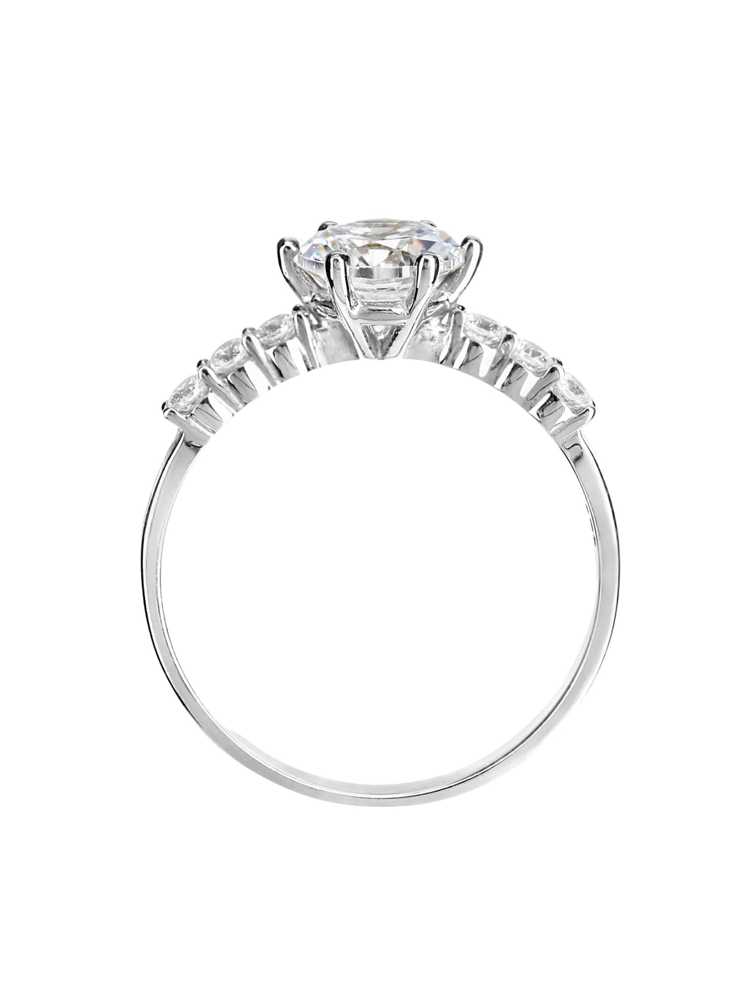 DIAMANT LETERNEL Ring 'Verlobungsring aus 375 Weißgold mit Zirkonia'‌ in Silber