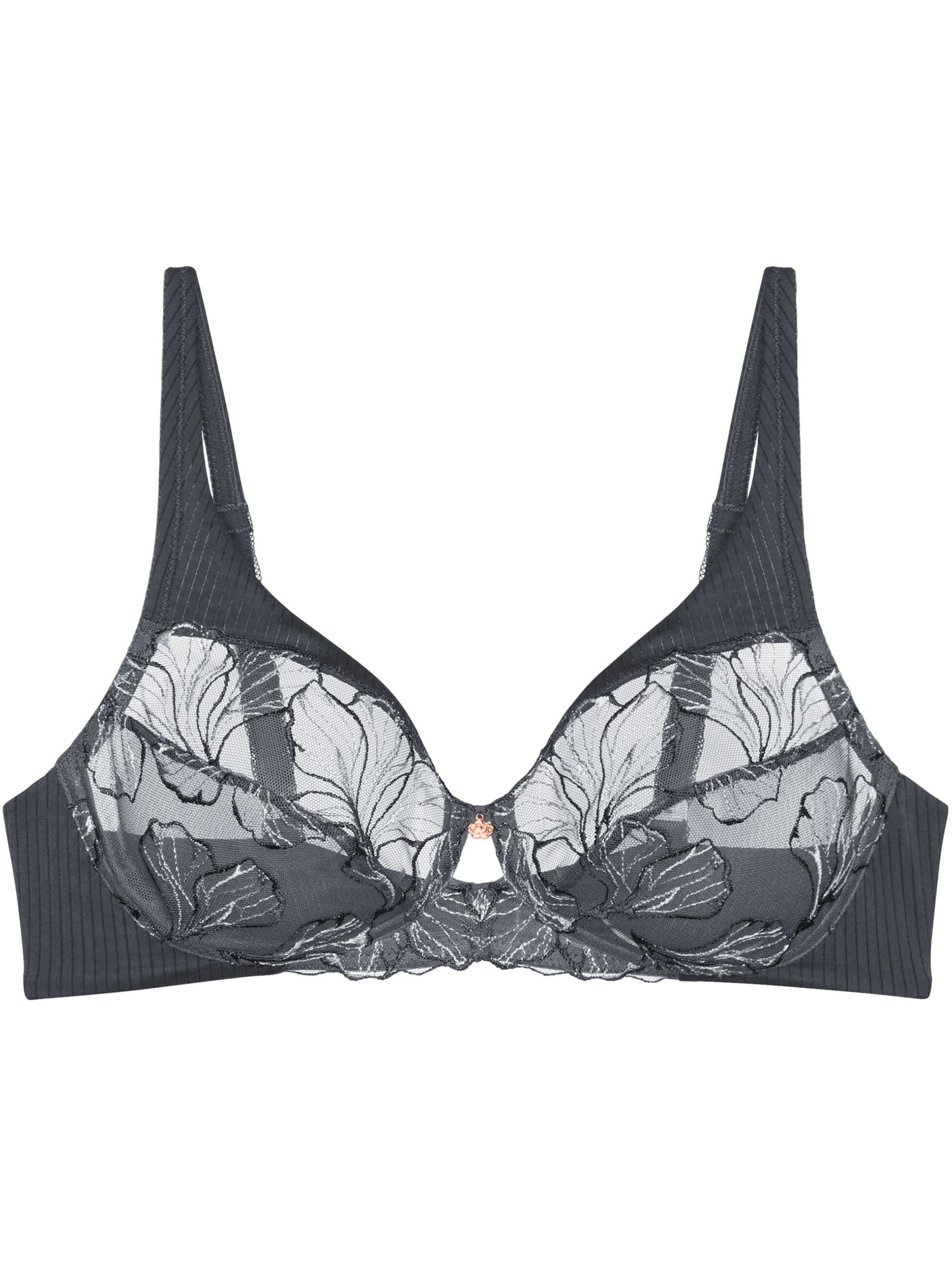 TRIUMPH T-shirt Bra ' Wild Iris Florale ' in Grey: front