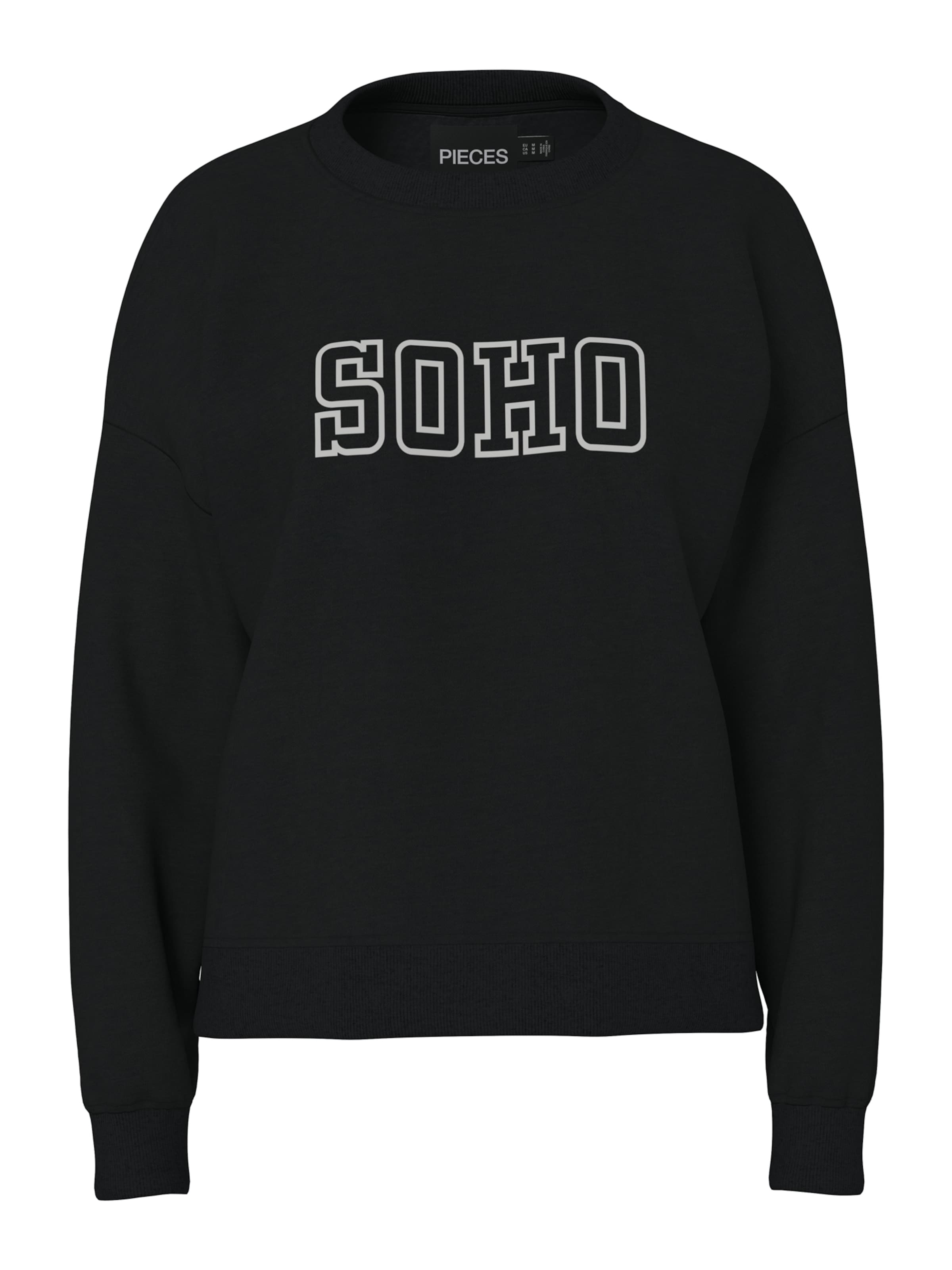 PIECES Sweatshirt 'PCRISSO' in Black: front