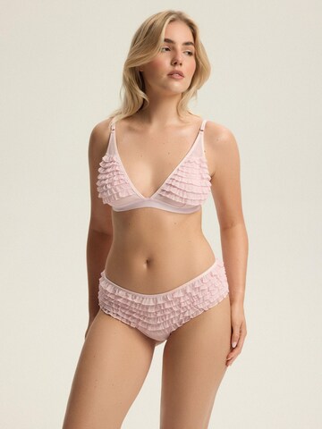 ESOTIQ - Panti 'Slip Afrill, zarte Rüschen, glatte Microfaser, transparent' en rosa