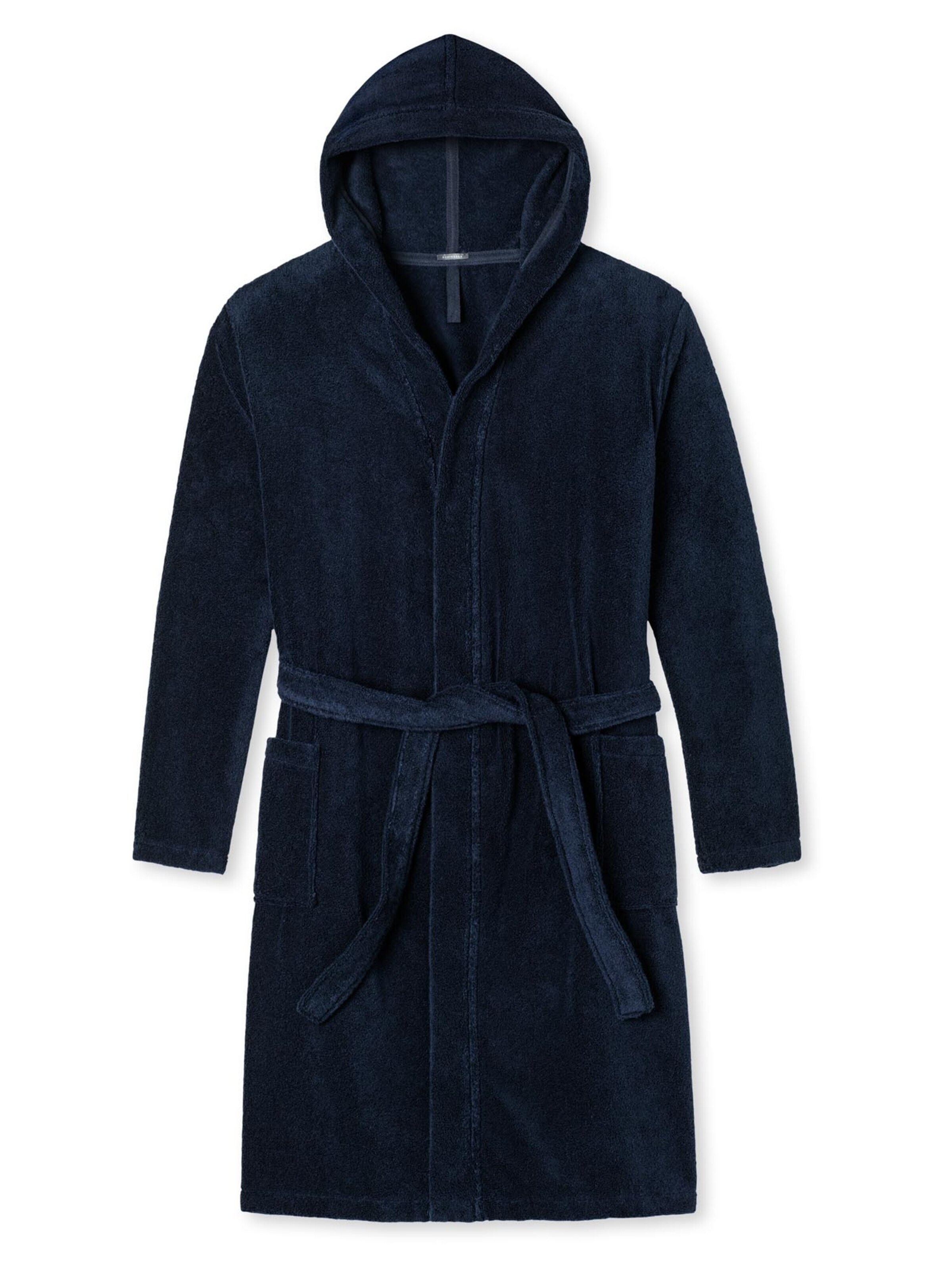 SCHIESSER Bademantel lang 'Essentials'‌‌ in Blau: Vorderseite