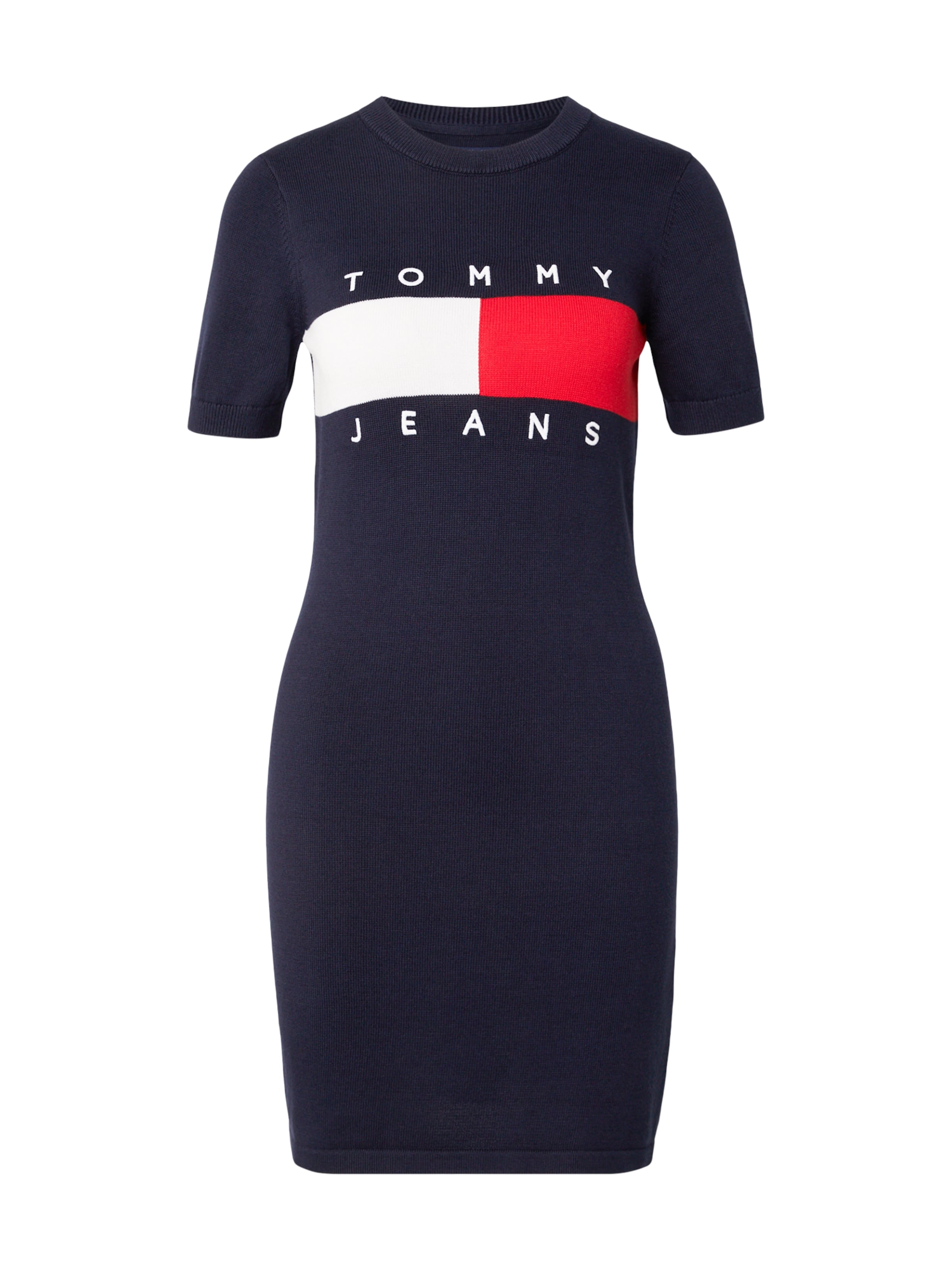 Tommy Jeans Stickad klänning i blå: framsida