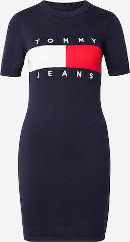 Tommy Jeans Stickad klänning i blå: framsida