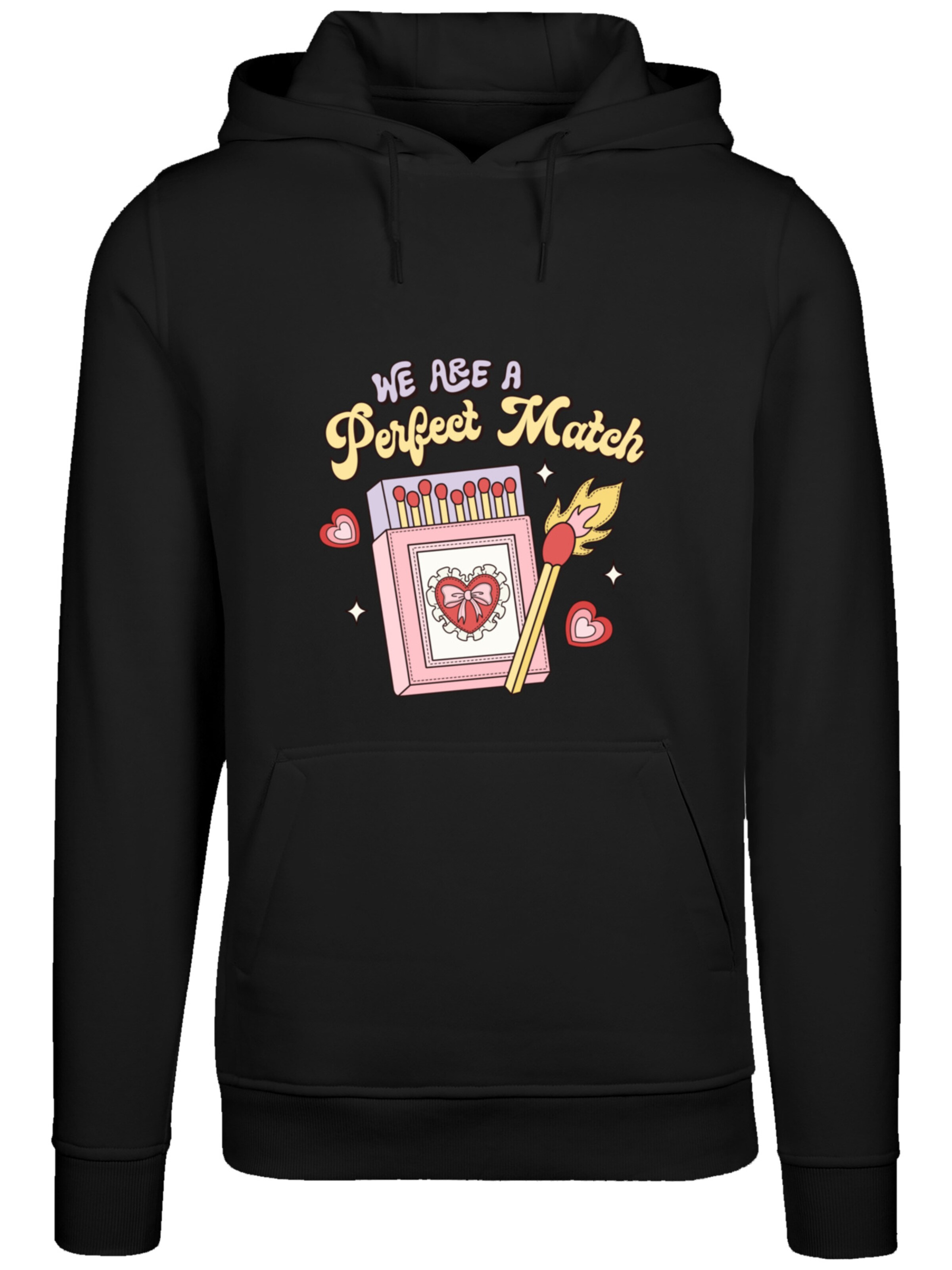 Sweat-shirt 'We Are A Perfect Match Love' F4NT4STIC en noir : devant