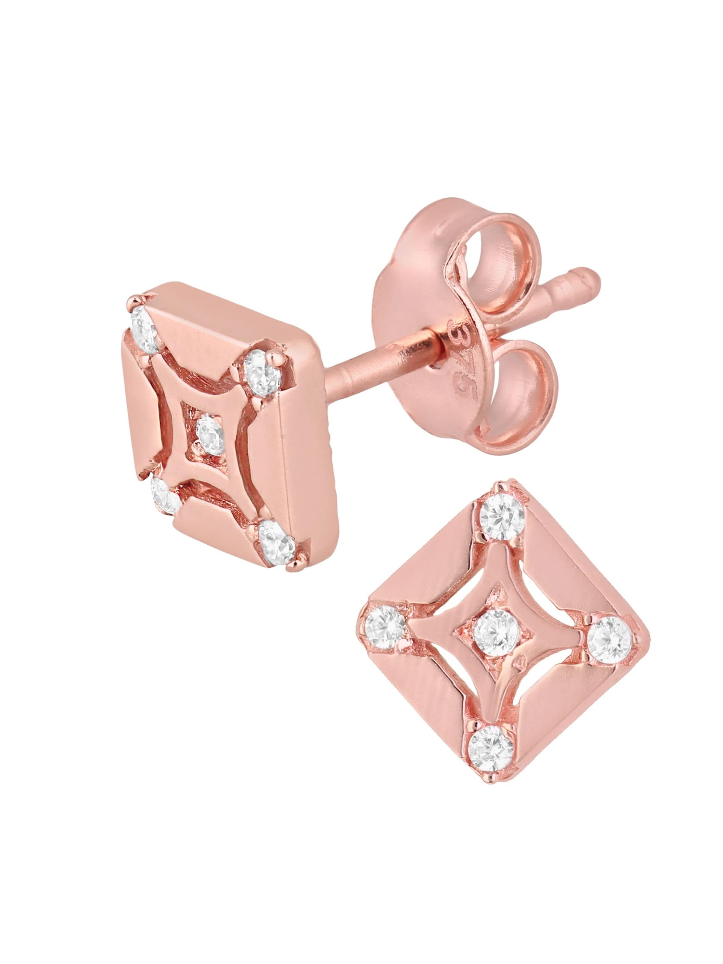 Boucles d'oreilles 'Ohrstecker aus 375 Roségold mit Zirkonia in Roségold' DIAMANT LETERNEL en or : devant