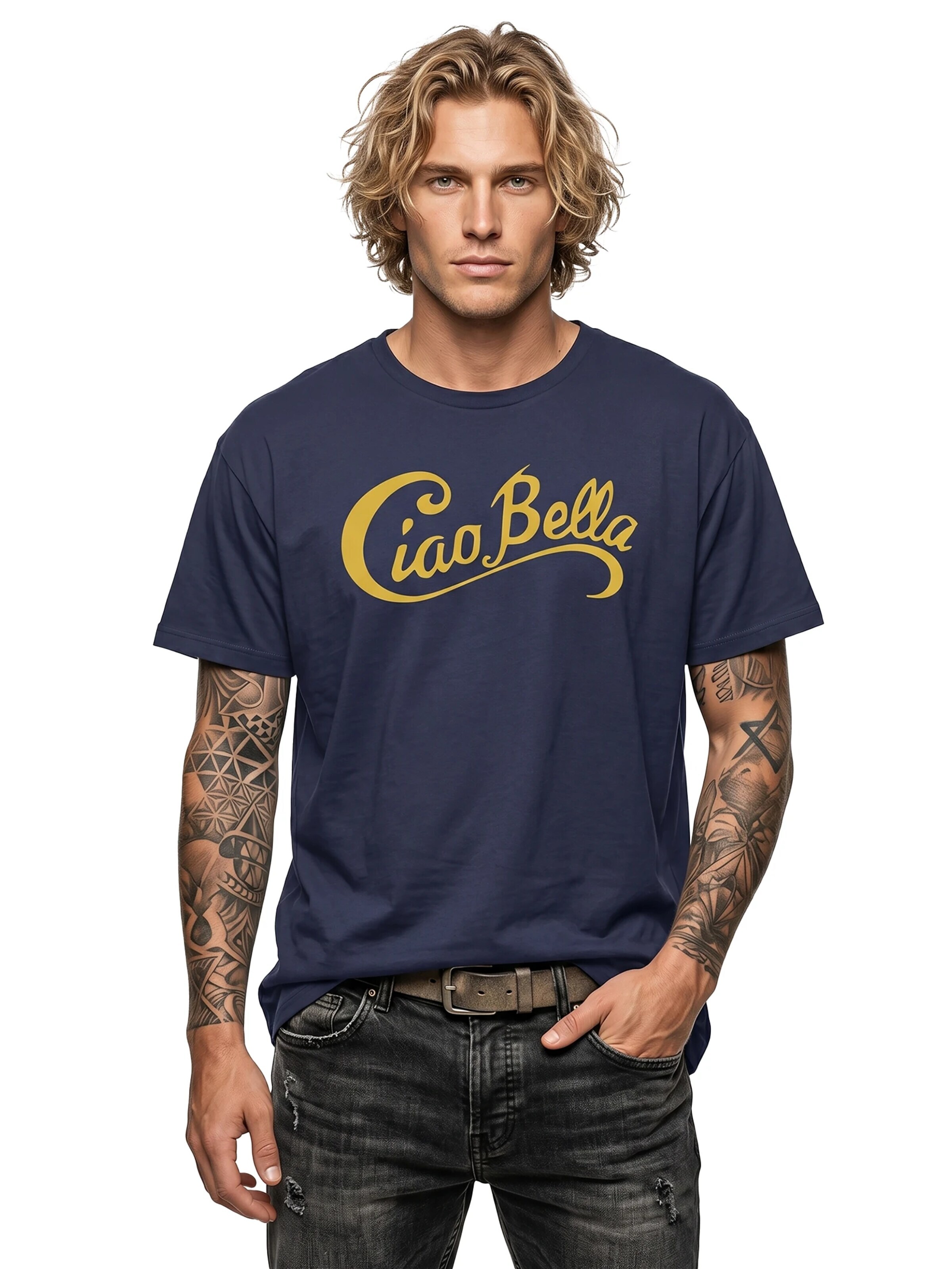 MAKAYA Shirt 'Ciao Bella' in Blue