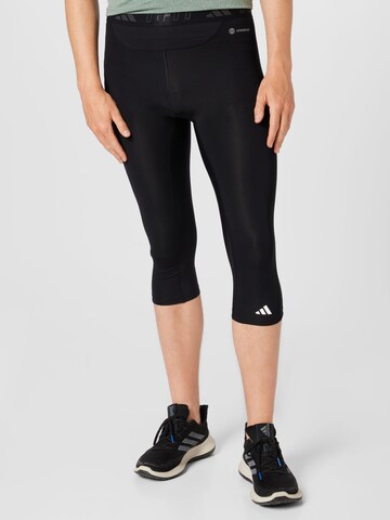 ADIDAS PERFORMANCE Skinny Workout Pants 'Techfit 3/4' in Black: front