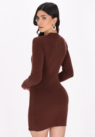 faina - Vestido de malha 'Essentials' em castanho