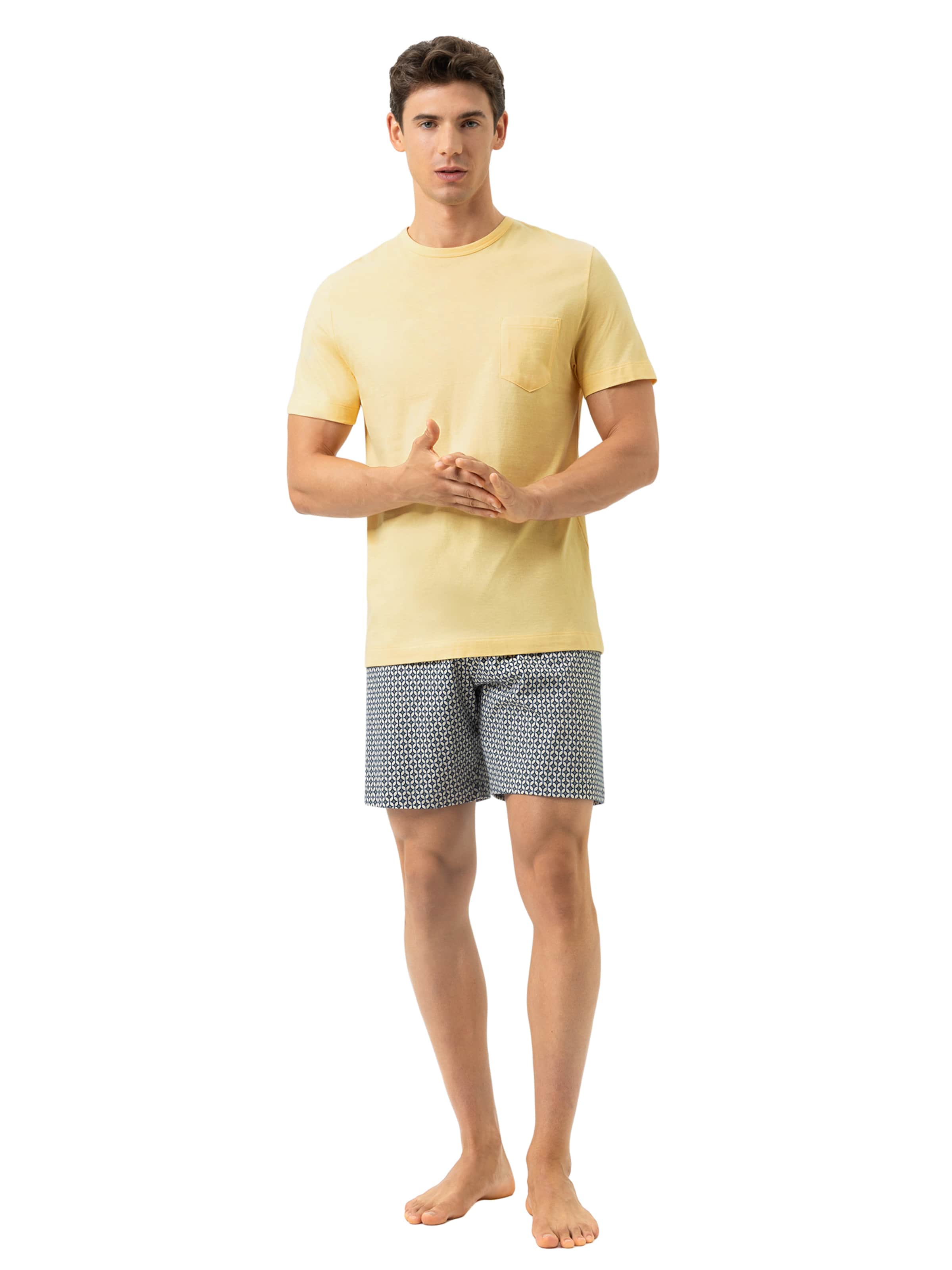 Mey Pyjama 'Lemon Weave' in Gelb: Vorderseite