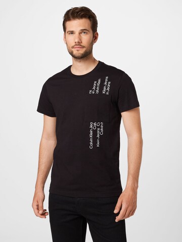 Tricou de la Calvin Klein Jeans pe negru: față