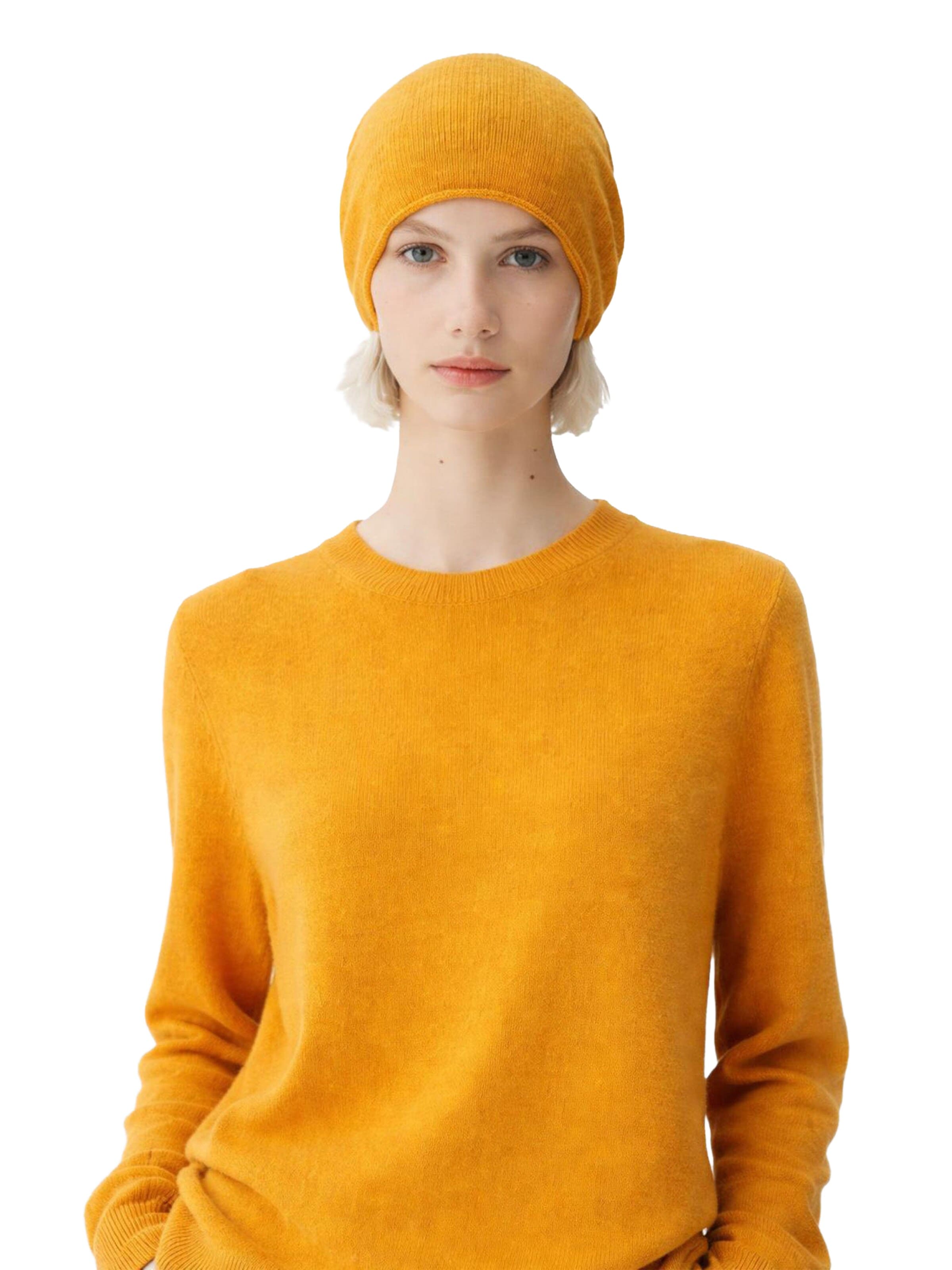 GOBI Cashmere Sweater 'Cashmere Hat & Sweater Set' in Orange: front