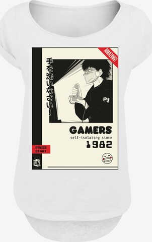F4NT4STIC Shirt 'Retro Gaming self-isolating since 1982' in Wit: voorkant