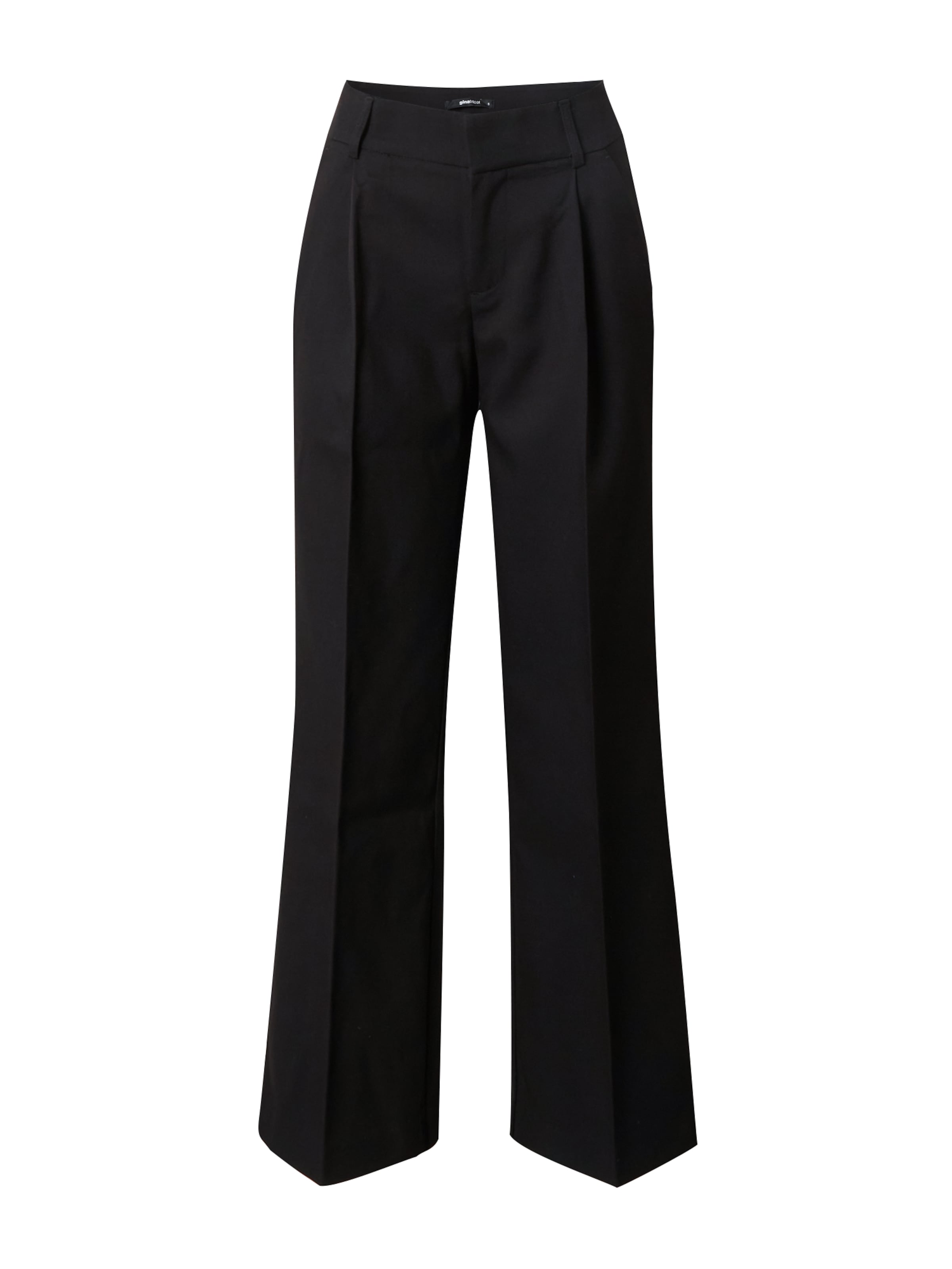 Gina TricotLoosefit Hlače s naborima 'Tammie' - crna boja: prednji dio