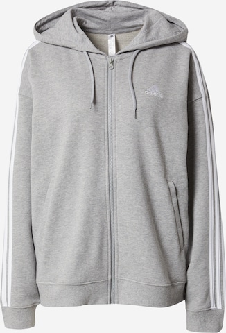 Veste de survêtement 'Essentials 3-Stripes French Terry ' ADIDAS SPORTSWEAR en gris : devant