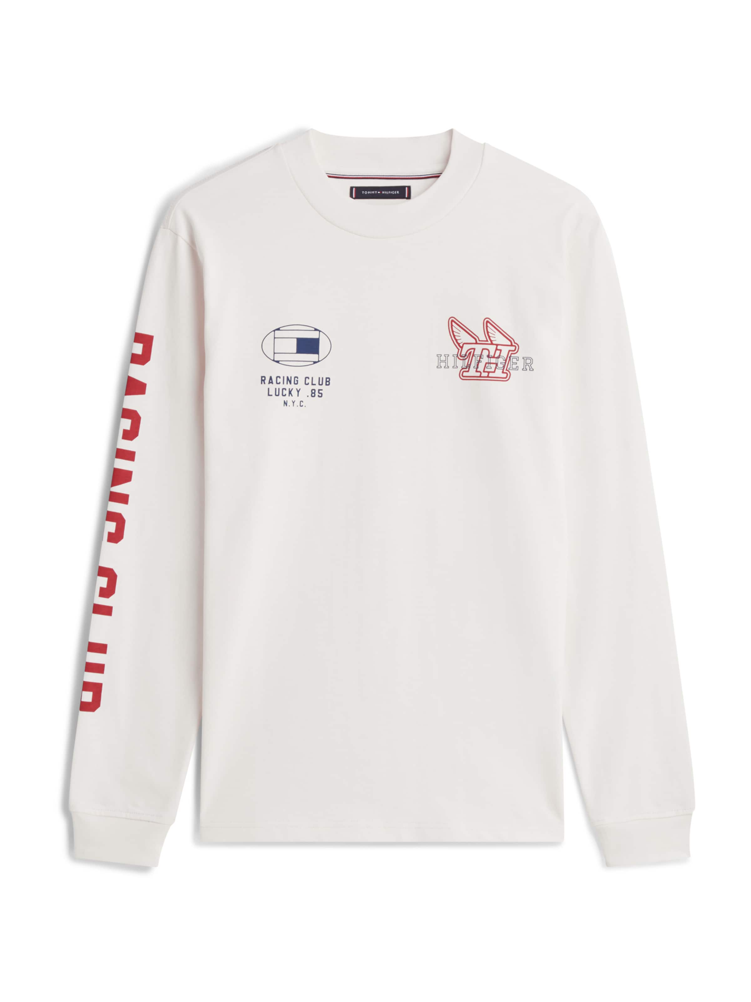 balts TOMMY HILFIGER T-Krekls 'MODERN ATHLEISURE': no priekšpuses