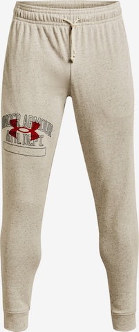 UNDER ARMOUR Workout Pants 'Rival Try Athlc Dept' in Beige: front