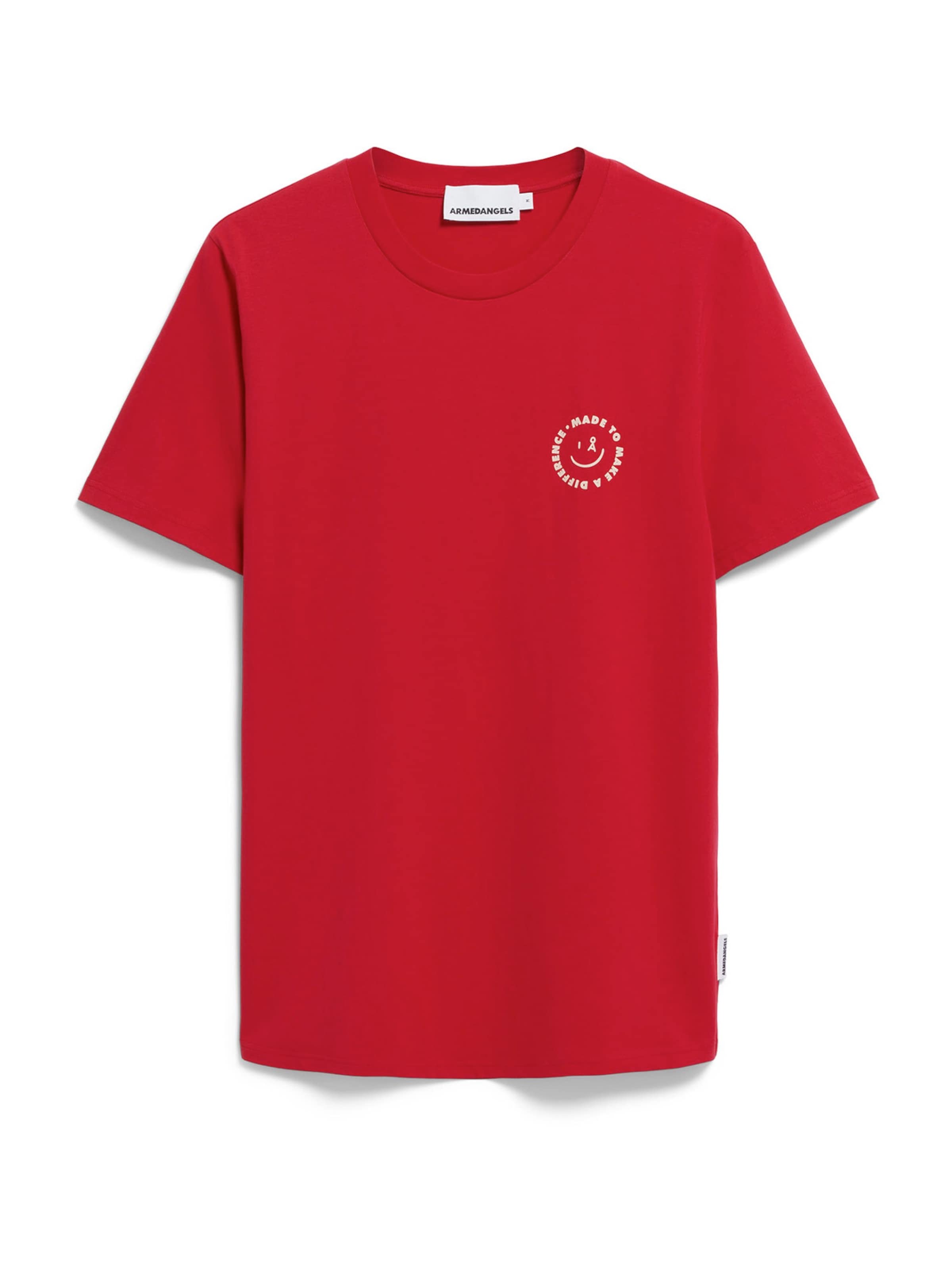 ARMEDANGELS Shirt 'Jaames Smiley' in Rood: voorkant