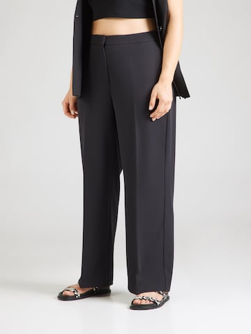 Vero Moda Curve Ohlapna forma Hlače na rob 'VMCMAYLI' | črna barva: sprednja stran