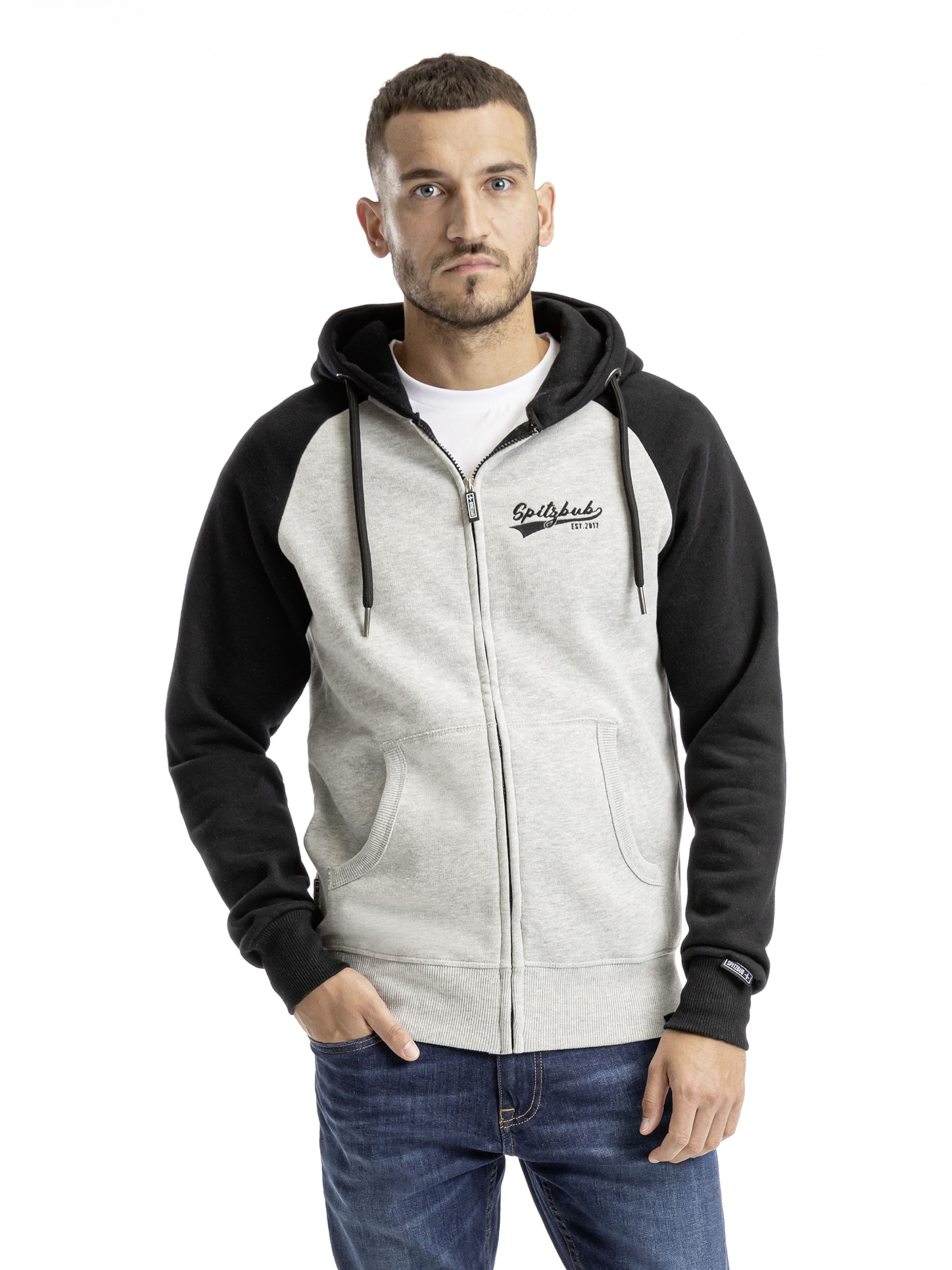 SPITZBUB Sweatvest 'Peter' in Grijs: voorkant