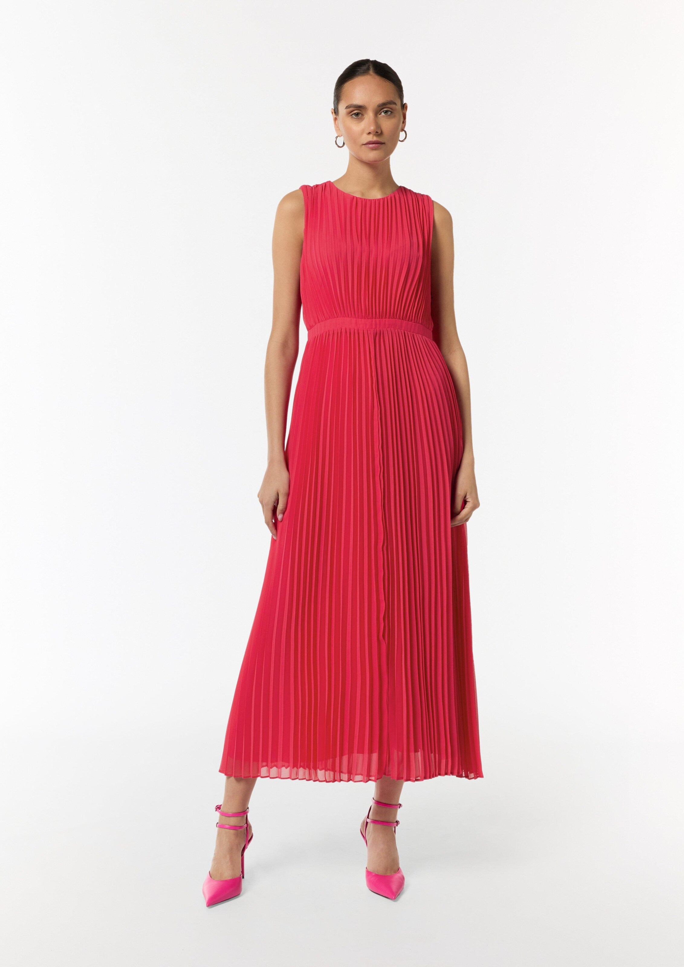 Comma Damen Kleid Mit Allover-Print - Slim Fit, 3/4-Ärmel, V-Ausschnitt, Aus Elastischem Jersey, Größe 36 Rückenlänge 96 Cm
