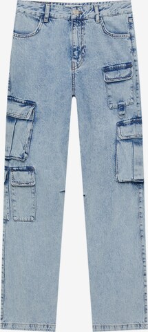 Pull&Bear Wide leg Cargo jeans in Blue: front