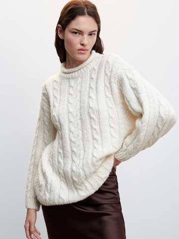 MANGO Sweater 'CABLING' in Beige: front