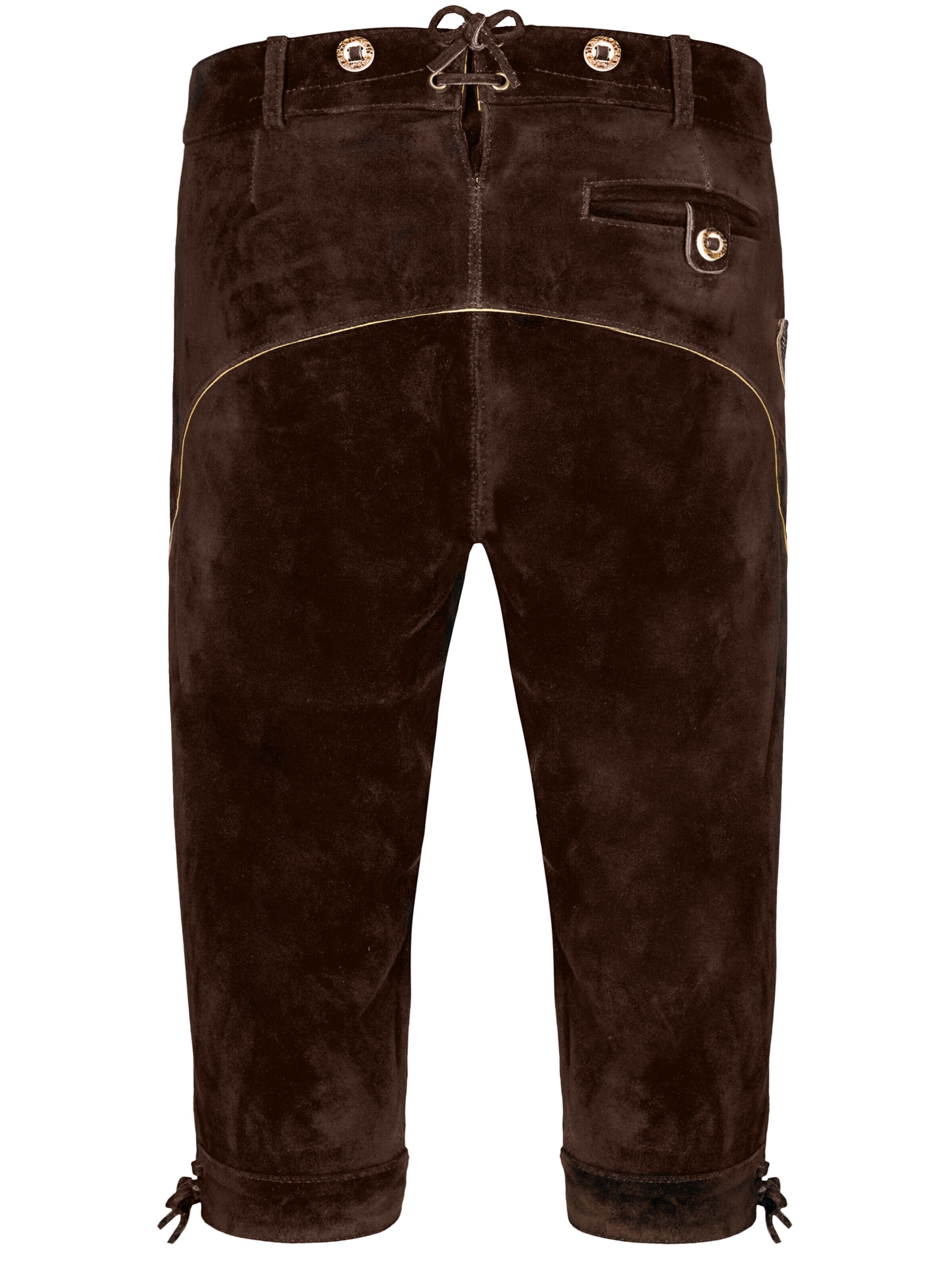 Almbock Skinny Trachtenhose 'Trachtenhose Lederhose Kniebund dunkelbraun'‌‌‌‌‌‌‌ in Braun