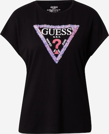 GUESS - Camiseta en negro: frente