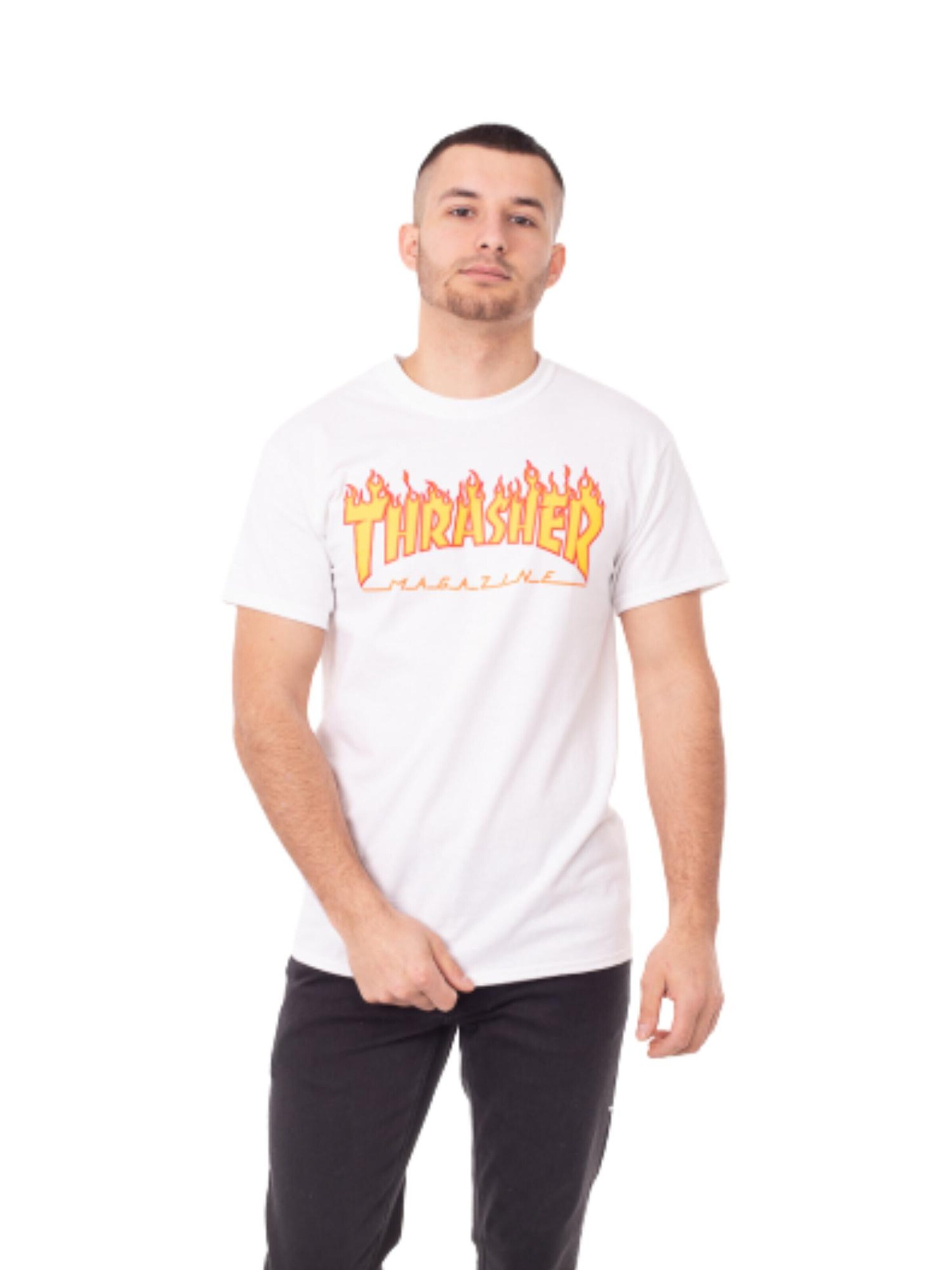 THRASHER T-shirt 'FLAME' i vit