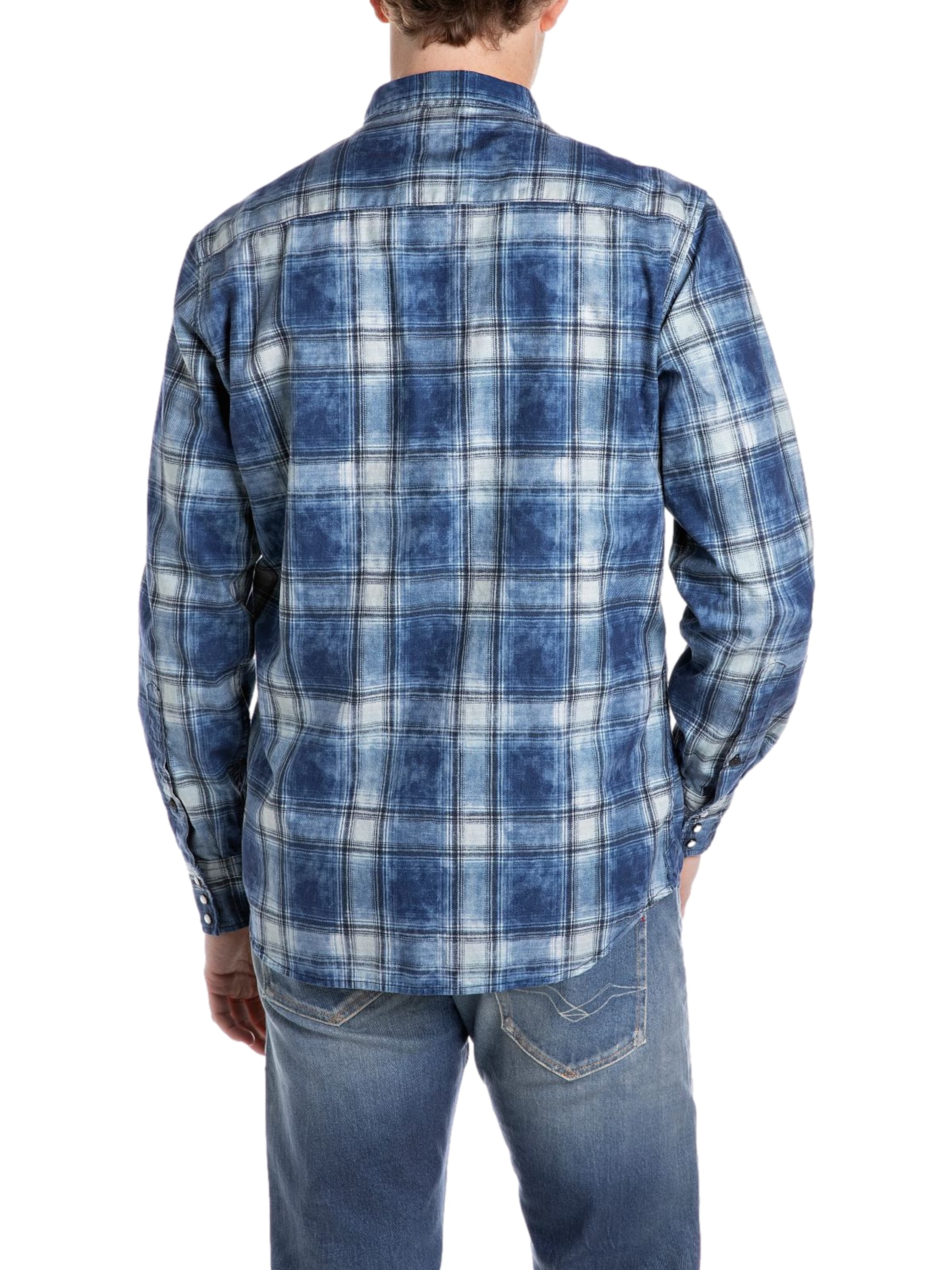 REPLAY Regular fit Button Up Shirt in Blue