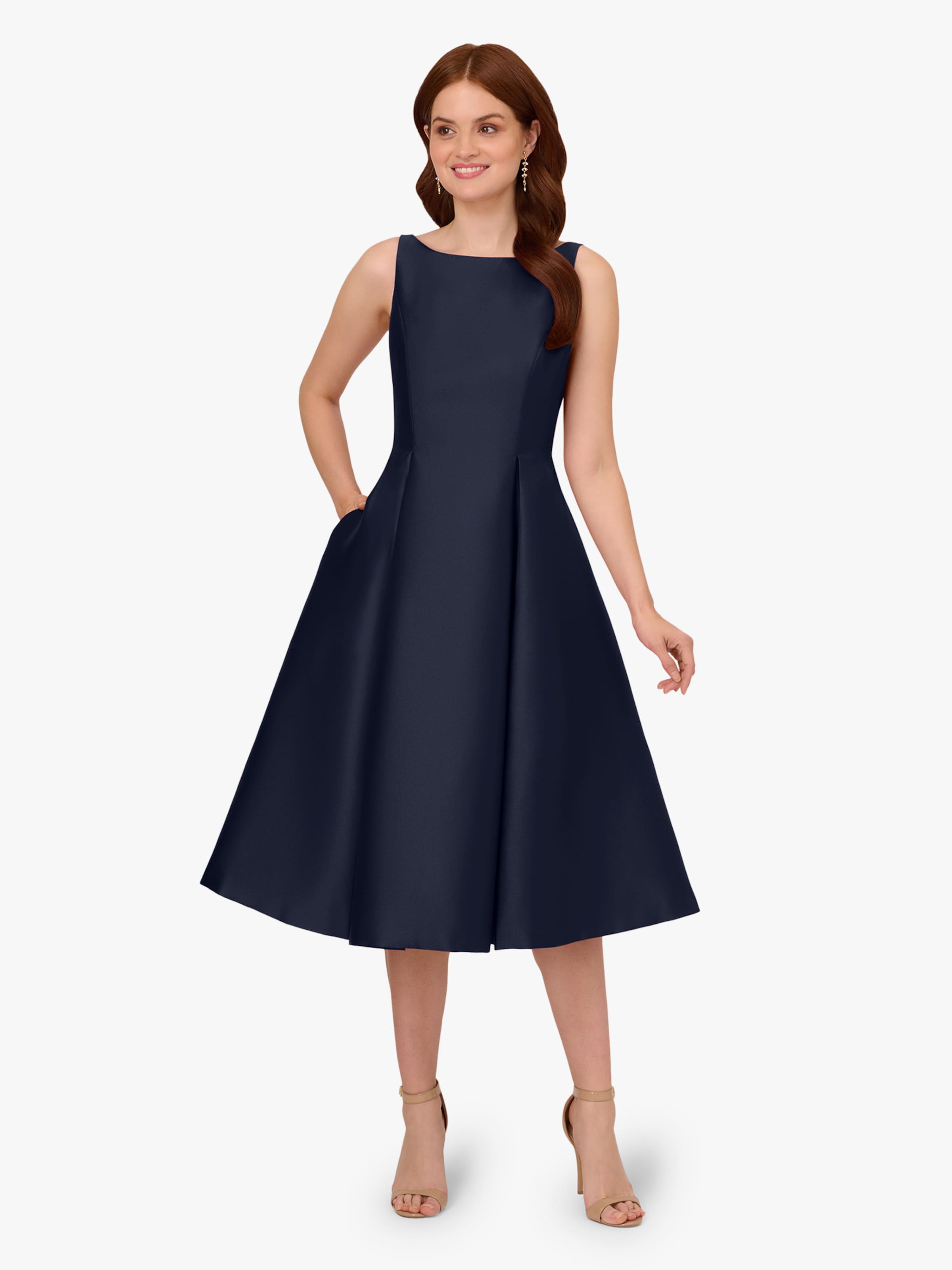 Adrianna Papell Cocktail Dress 'Sleeveless Tea Length Dress' in Blue: front
