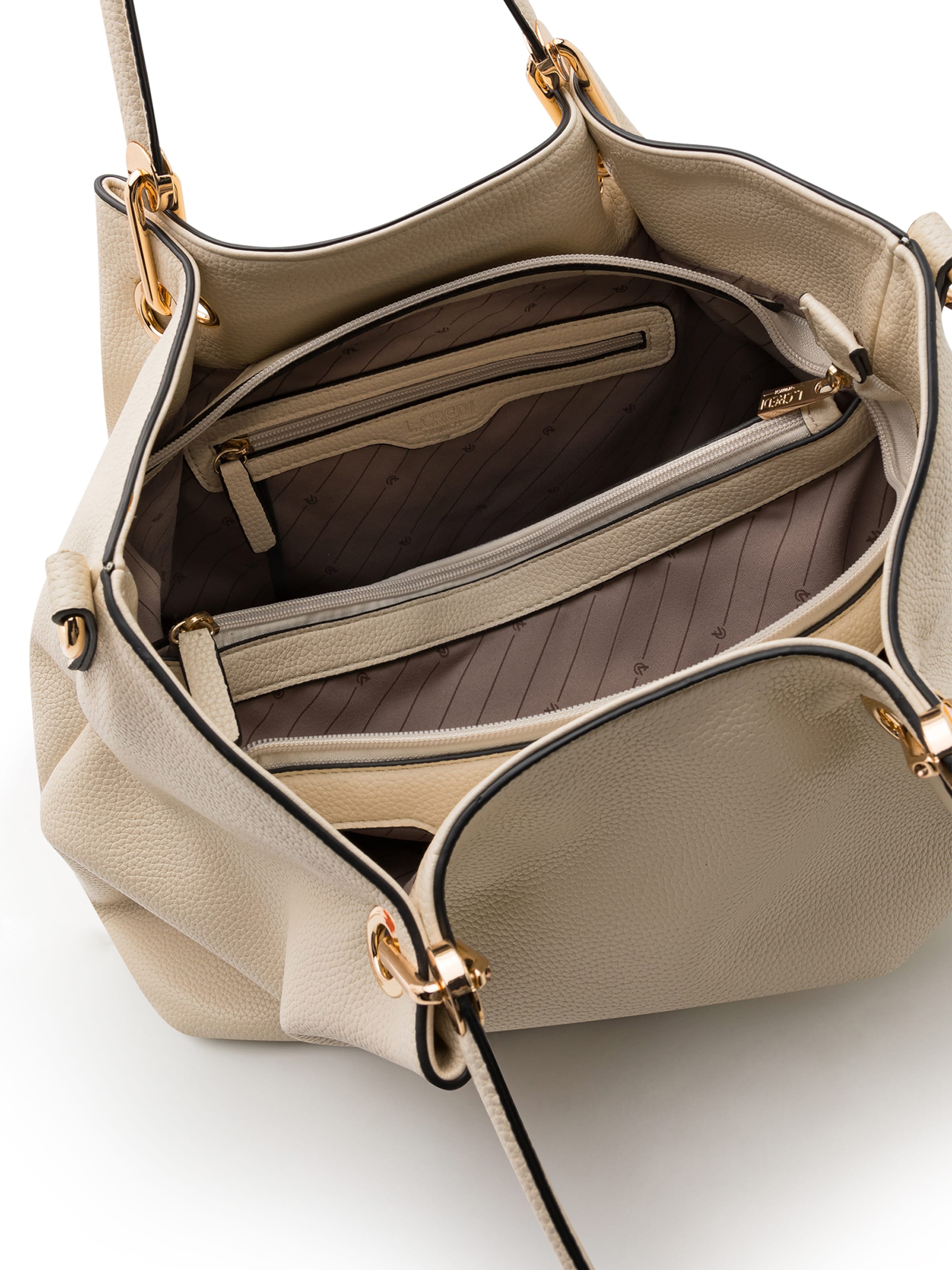 L.CREDI Ostoskassi 'Ebony' värissä beige
