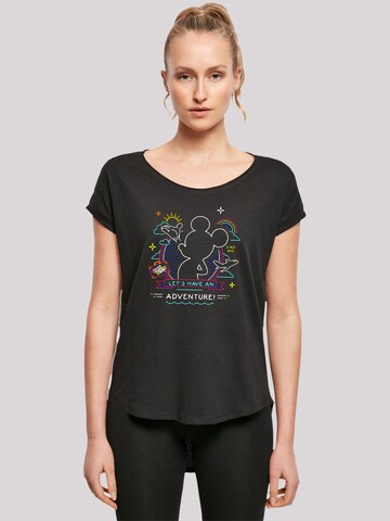F4NT4STIC Shirt 'Disney Micky Maus Neon Adventure' in Zwart: voorkant