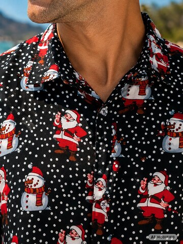 Regular fit Camicia 'Christmas Santa Likes' di King Kameha in nero