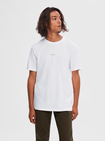 T-Shirt 'ASPEN' SELECTED HOMME en blanc