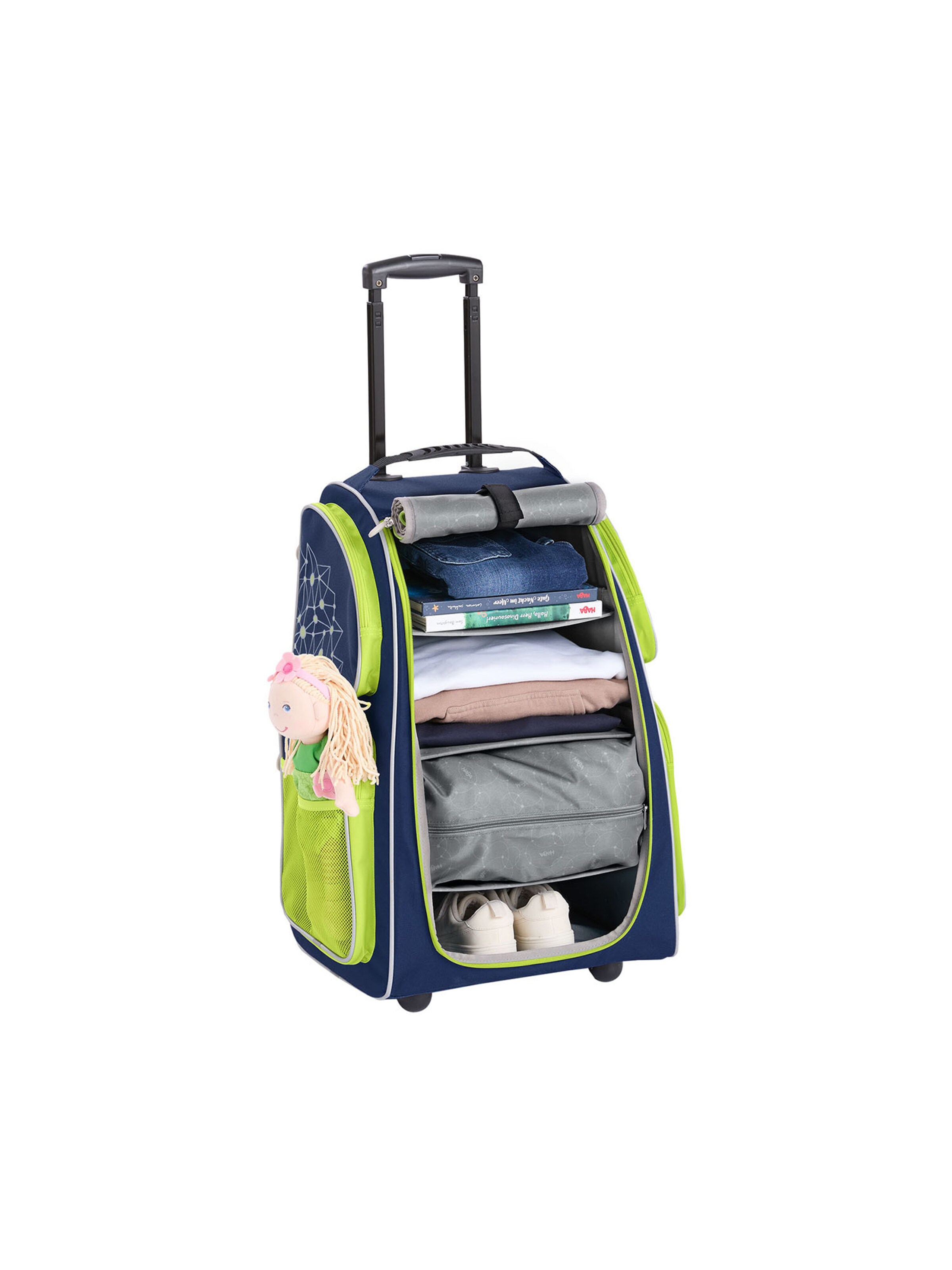 HABA Kinderkoffer ' Schranktrolley 2 Rollen und Kreativtasche ' in Blau