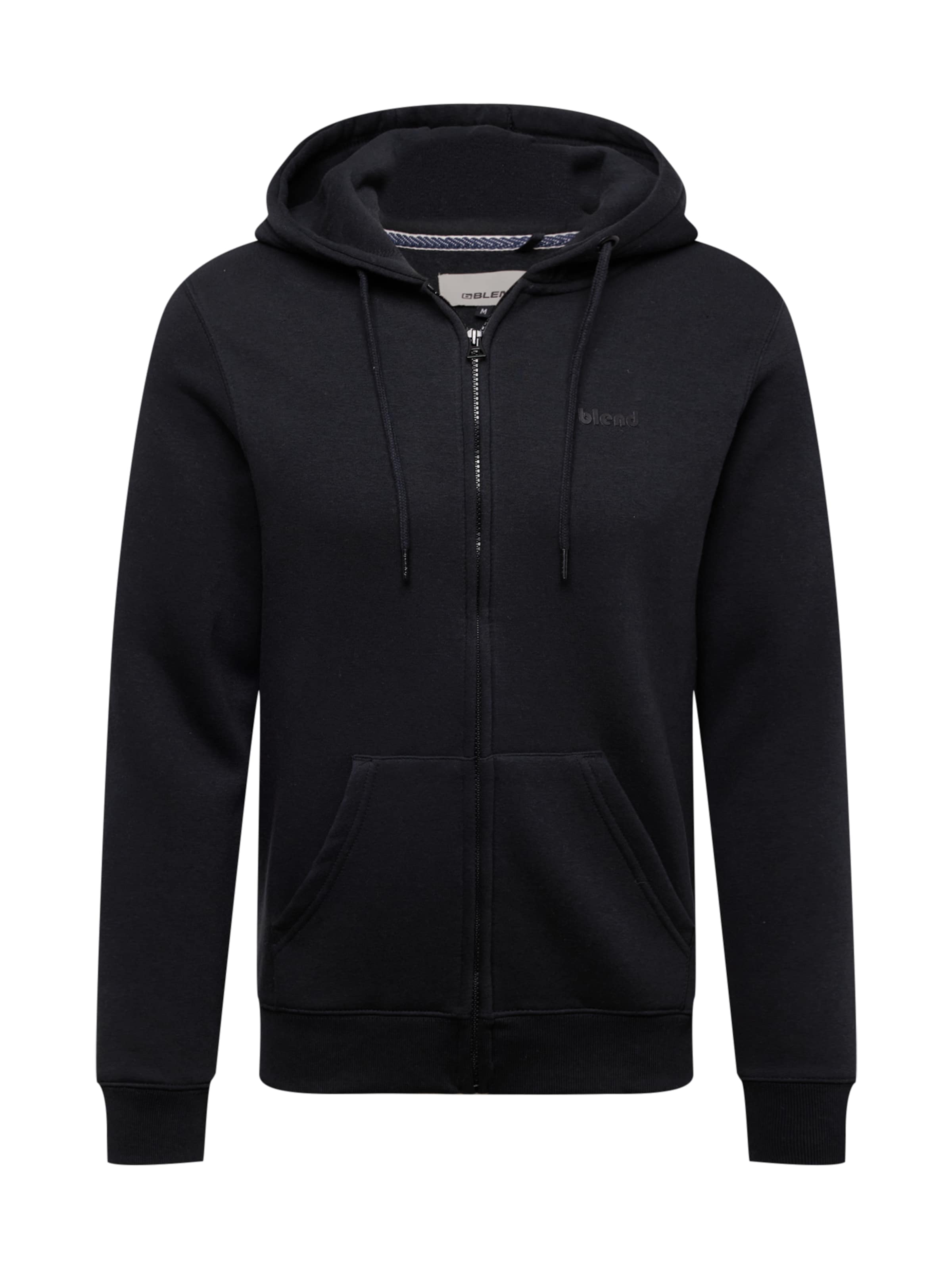 BLEND Zip-Up Hoodie 'Downton' in Black: front